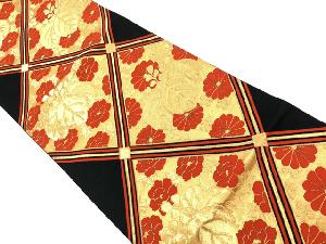 アンティーク　松園襷に桐・牡丹・菊模様織出し袋帯（着用可）